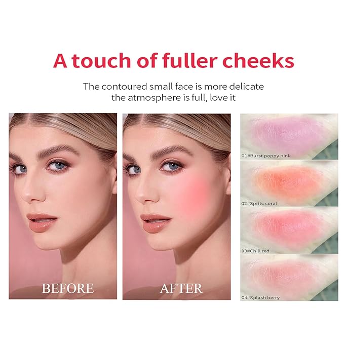 Milk Jelly Blush - Milk Blush - Sheer Cheek & Lip Stain，Long Lasting Milk Jelly Tint Have Transparent & Bright Colors (#3 coral)