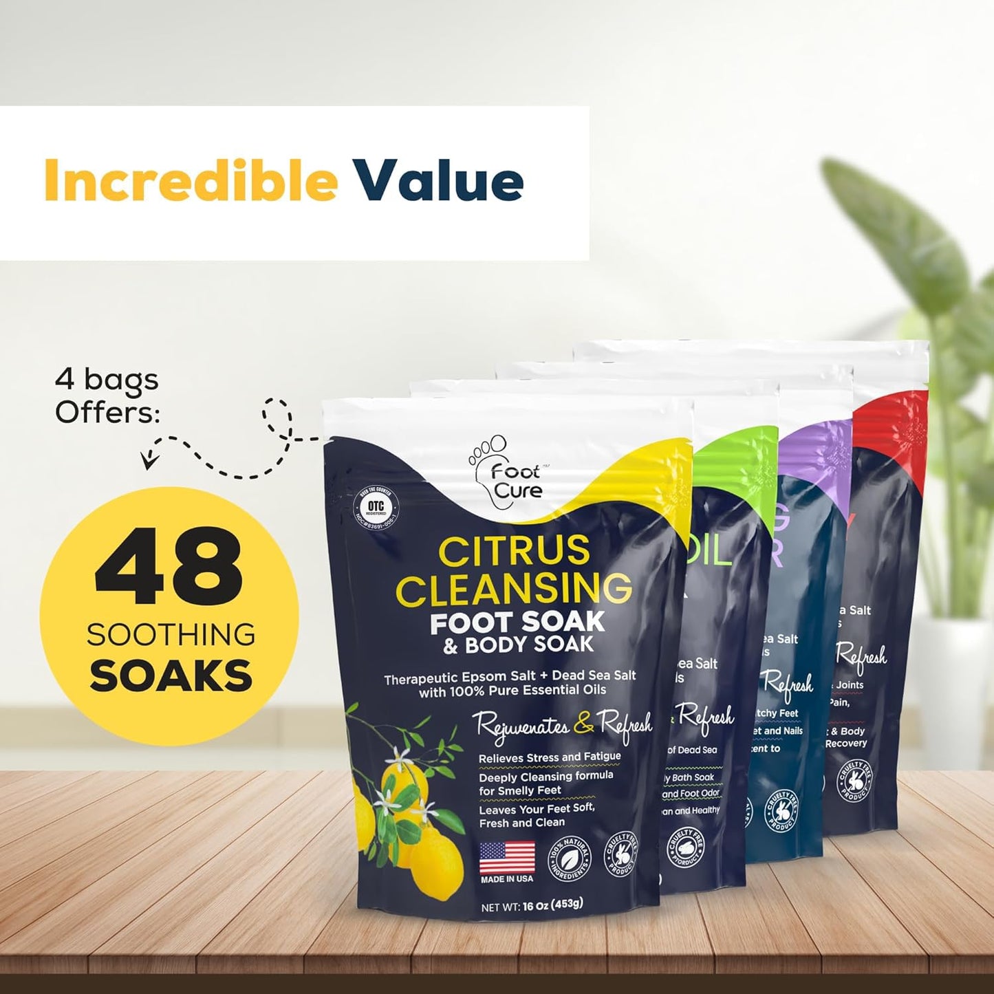 Premium Epsom Salt Foot Soak - Tea Tree Oil Foot Soak for Athletes - Relaxing Foot Bath with Fungal Support - Foot Soaking Salts & Oils - Soothing for Tired Feet & Calluses - Refreshing Spa Experience