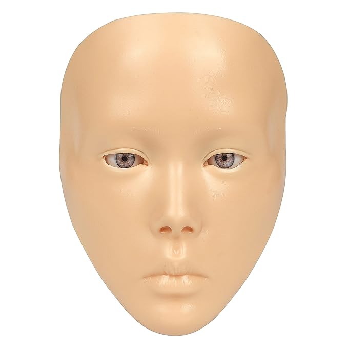 Makeup Practice Mannequin Face, 5d Reusable Silicone Makeup Practice Board Full Face with Makeup Brushes Sponge Set and Eyeshadow Board Makeup Kit for Makeup Artist, Girl's Gift Or Professionals
