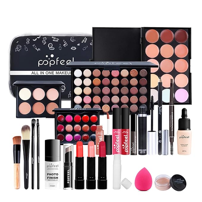 All-in-One Makeup Gift Set Travel Makeup Kit Complete Starter Makeup Bundle Lipgloss Lipstick Concealer Blushes Powder Eyeshadow Palette Cosmetic Palette for Teen Girls & Adults #2