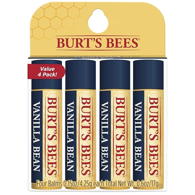 Burt's Bees 100% Natural Moisturizing Lip Balm, Vanilla Bean - 4 Tubes