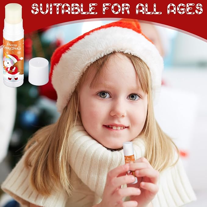 Dunzy 100 Pack Hello Fall Thanksgiving Party Gifts Bulk Lip Balms Favors Employee Appreciation Gifts Thank You Gifts Team Inspirational Gifts for Women Men Coworkers Satff Teachers(Santa)