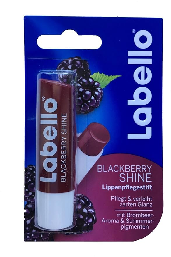 Labello Pearly Shine, Labello Watermelon Shine, Labelle Blackberry Shine Lip Balm Bundle