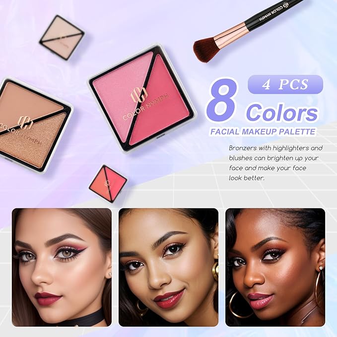 Color Nymph Makeup Kit For Women, Girls Makeup Set For Teens Professional Make Up Kits With Travel Case Full Cosmetics Kit w/ 35 Colors Eyeshadows Lipstick Blush Brushes Lipgloss Mascara