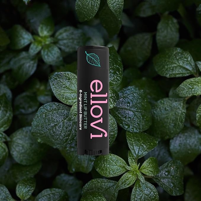 Natural Lip Butter Lip Balm - Mint - Pure Enough to Eat - Made With Just 6 Vegan Ingredients - Moisturizing Lip Care for All Day Hydration (Single)