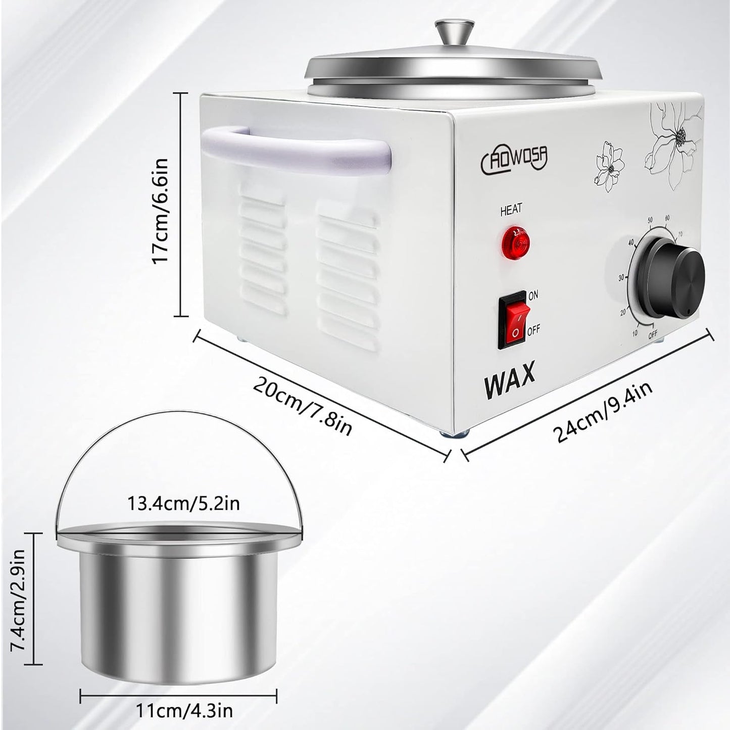 Single Wax Warmer Professional Electric Wax Heater Machine for Hair Removal, Large Waxing Pot Paraffin Facial Skin Body SPA Salon Equipment with Adjustable Temperature Set