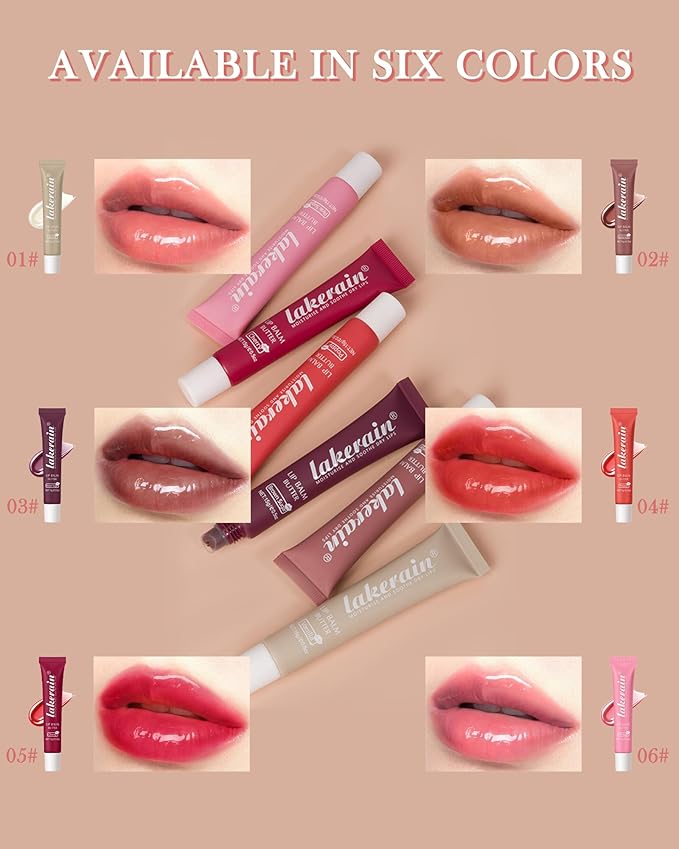 Tinted Lip Butter Balm-3 Colors Vanilla Beige Brown Poppy Pink Sugar Glossier Lip Gloss, Jelly Yummy Lip Stain Balm,Long Lasting Hydrating Non-Sticky Glow Reviver Fat Lip Care Oil for Women-Set B