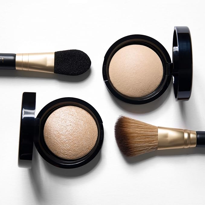 LAURA GELLER NEW YORK Dual-Ended Highlighter Brush - Multipurpose Makeup Brush for Highlighter, Blush, Bronzer and More - Includes Dual-Fiber Vegan Bristles and Satin Paddle for Flawless Application