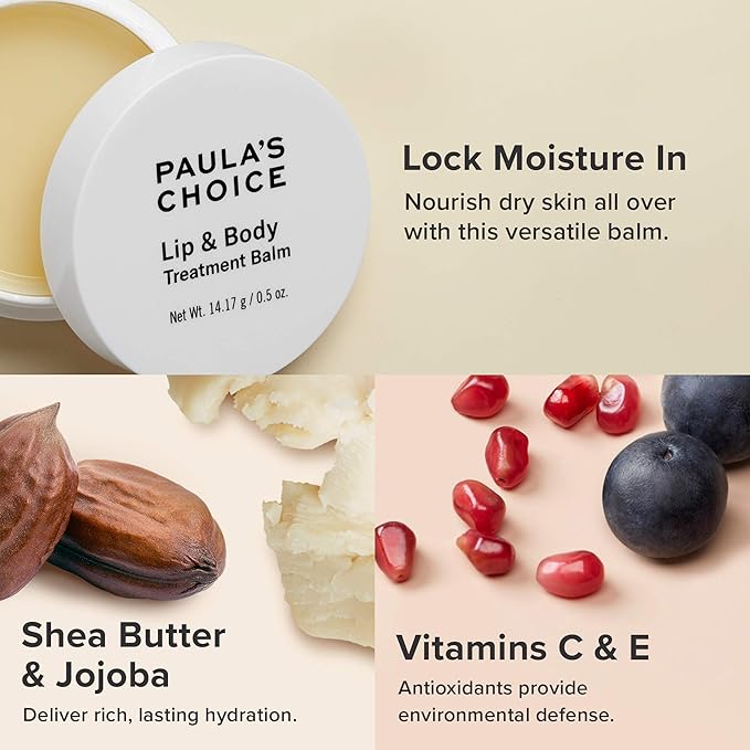 Paula's Choice LIP & BODY Emollient Treatment Balm, Beeswax & Shea Butter, Moisture for Eczema-Prone & Dry Skin, 0.5 Ounce