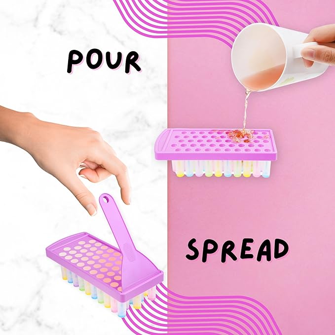 Lip Balm Filling Tray and Spatula Set - For 15mm Lip Balm Tubes ONLY - Instantly Fills 50 Standard 3/16 oz (5.5ML) with 15mm width Tubes