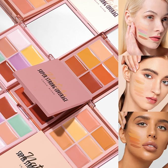 MAEPEOR Face Conceal Contour Palette 6 Colors Full Coverage and Lightweight Concealer Contour Palette Waterproof Long Lasting Contour Palette (Color 03)