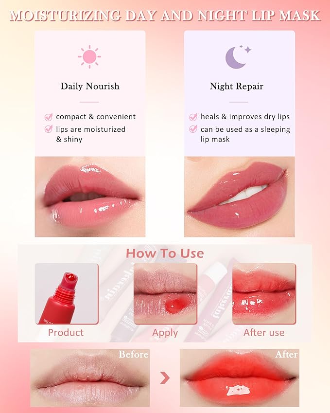 Lip Butter Balm Poppy, Hydrating Tinted Butter Lip Gloss,Clear Lip Mask Lip Care Moisturizer,Smooth Lip Treatment Balm, Non-Sticky Jelly Glow Reviver Fat Lip Oil, Thanksgiving Makeup Gift for Women-04