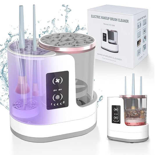 3 IN 1 Electric Makeup Brush Cleaner Machine With Makeup Brush Dryer-Holder-Portable Automatic USB Cosmetic Brushes Cleaner Tool for All Size Beauty Makeup Brush Set,Contour, Eyeshadow, Blush Brush