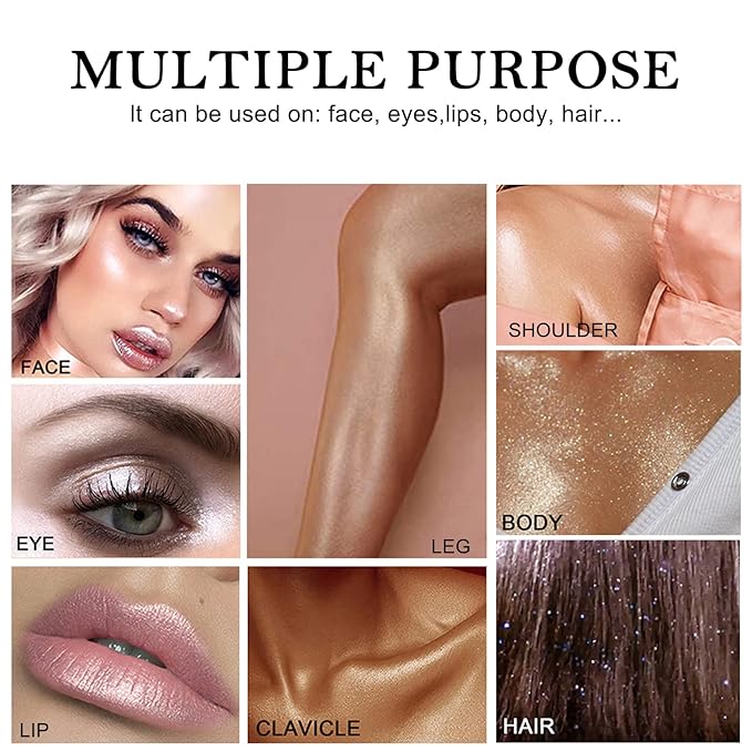 Erinde Champagne Gold Face Highlighter Makeup Palette, Shimmer Diamond Glitter Highlighter Powder for Face Body, Face Highlighters Makeup & luminizers Palette, Long-Lasting Lightweight, 03#