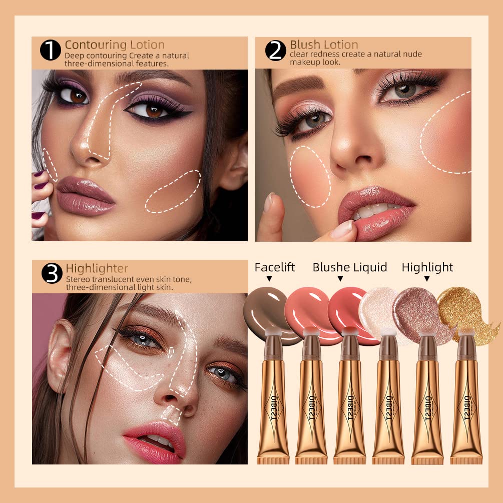 Highlighter Beauty Wand, Shimmer Liquid Highlighter Stick with Cushion Applicator, Lightweight Super Silky Cream Body Face Glowing Highlight Makeup