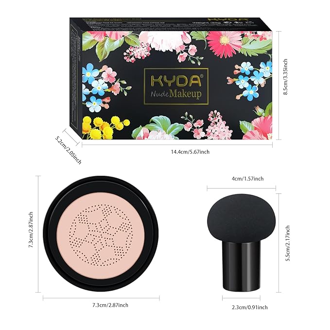Ownest Mushroom Head Air Cushion BB Cream, Concealer Lasting Nude Makeup Moisturizing Pigment CC Liquid Foundation, Even Skin Tone Makeup Base Primer-Natural