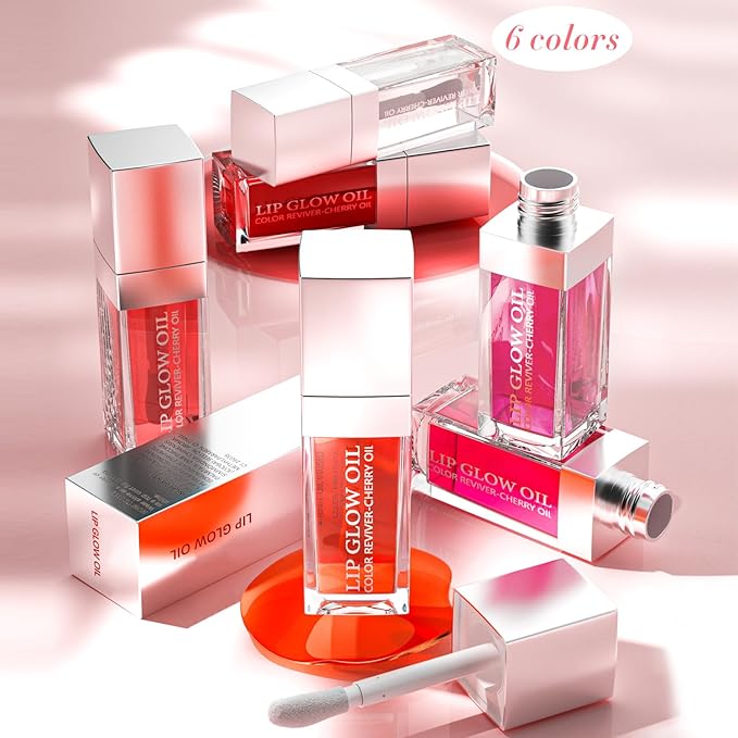 Plumping Lip Oil, Moisturizing Lip Glow Oil, Long Lasting Nourishing Lip Gloss Lip Balm, Non-sticky Transparent Toot Lip Oil Tinted for Lip Care and Dry Lip - Rosewood