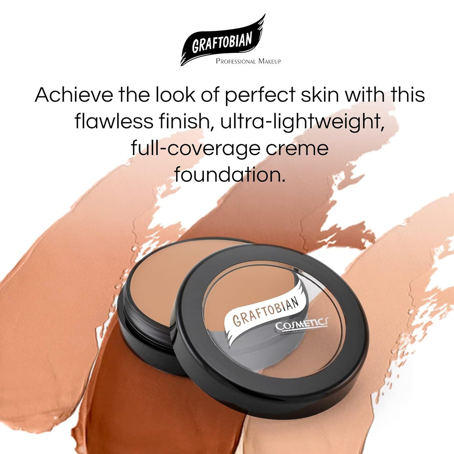 Graftobian HD Glamour Crème Foundation 1/2oz, Weightless Full Coverage Makeup, 65 Inclusive Shades, For All Skin Types, Natural or Full-Glam Looks, For Professionals and Beginners, Auburn