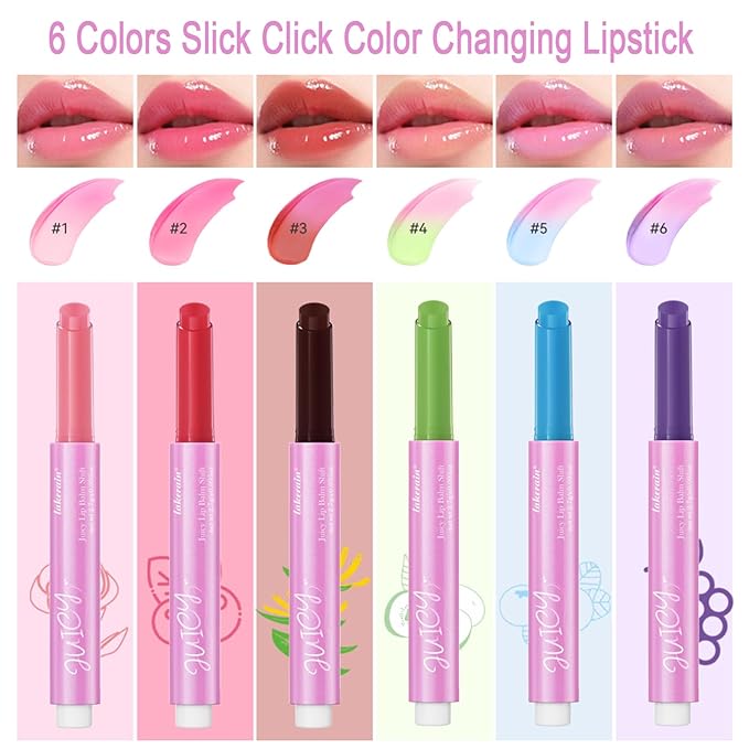 Juicy Lips Plump Shift, Click Plumping Lips Glasting Melting Balm Jelly Lipstick Lasting Lip Tint Moisturizing Lip Balm Color Changing Lip Gloss Shiny Non Sticky Tinted Lip Balm(#3 Honeysuckle)