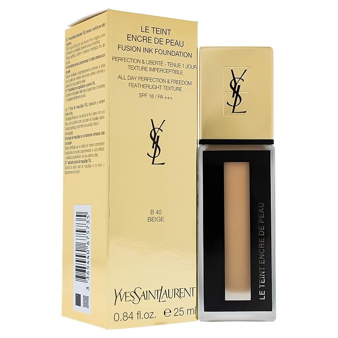 Yves Saint Laurent Le Teint Encre De Peau Fusion Ink Foundation SPF 18, B40 Beige, 0.84 Ounce