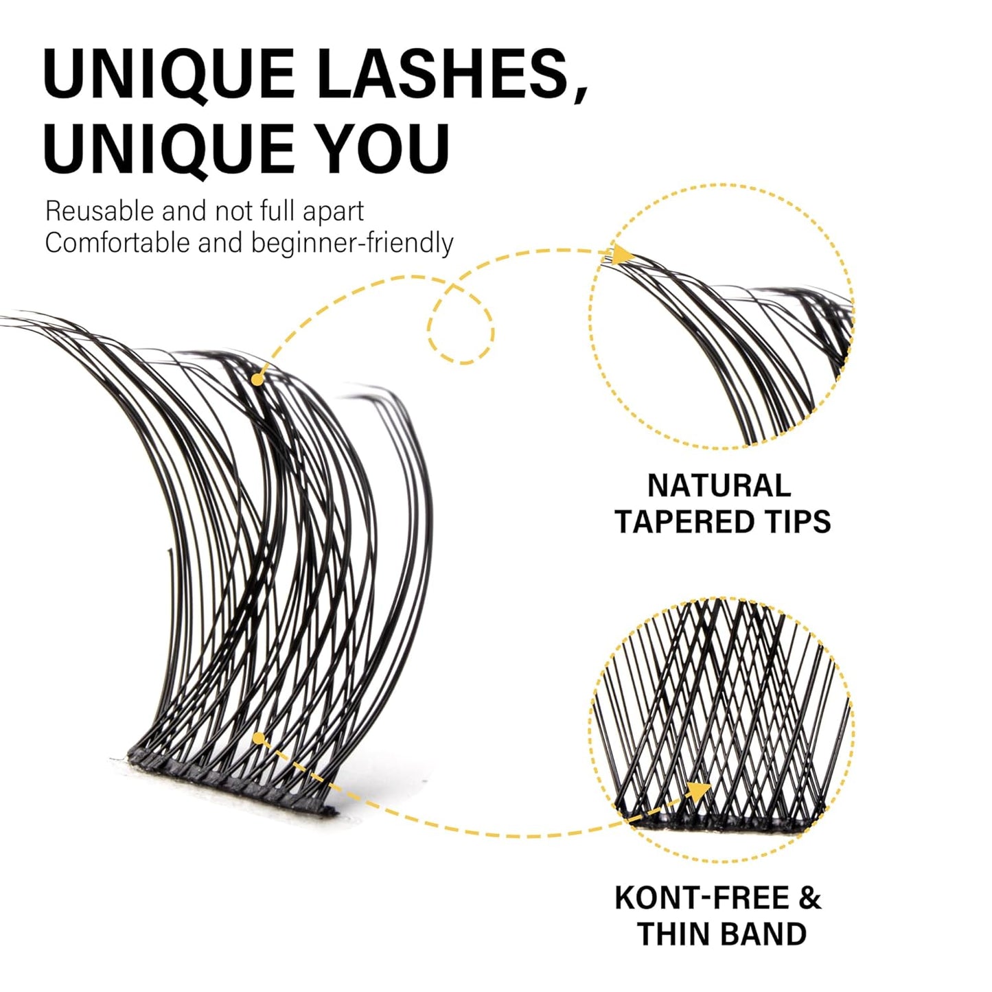Lash Clusters 8-16mm, False Eyelashes 144pcs, Cluster Eyelash Extensions Matte Black Soft, Diy Lash Extensions D Curl Natural Lash Clusters Faux Mink Lashes Wispy（Sway,144pcs,0.07,D,8-16MIX)