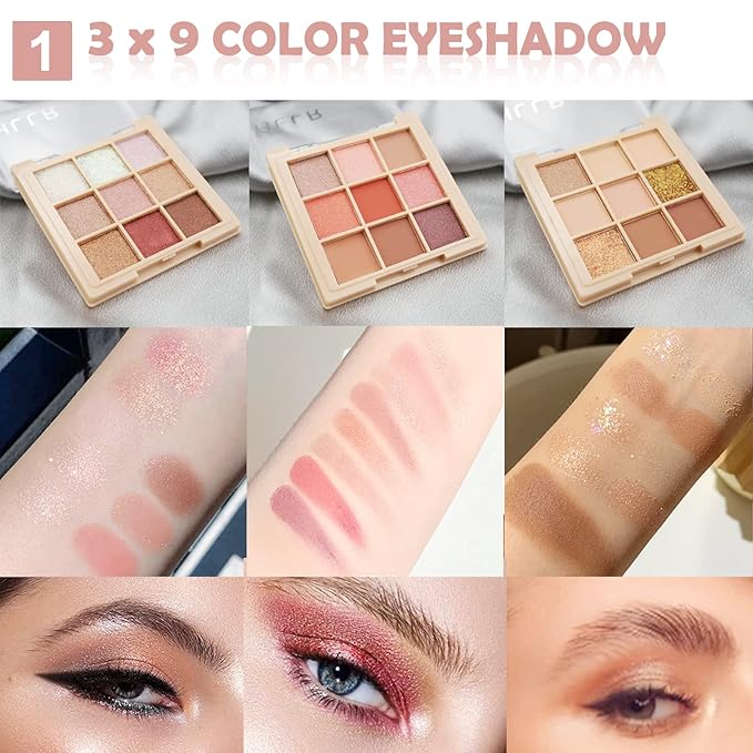 All in One Makeup Kit for Women Full Kit, Basic Cosmetics Kit for Beginner & Professionals, Eye Makeup Set Tween Girl, Make Up Kits for Teenagers, Makeup Gift Set for Girls, Women & Teens(27 Color)