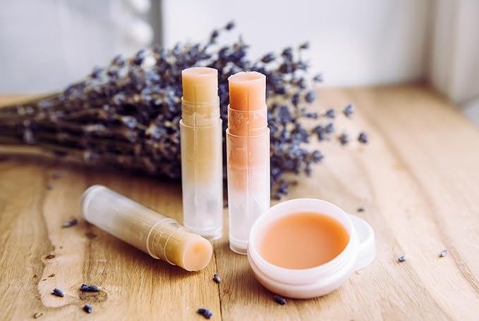 Lip Balm Containers, Round Tubes | Pack of 40 | Clear, 0.15oz Containers with Caps, Made in USA | For DIY Lip Stick, Homemade Lip Balms
