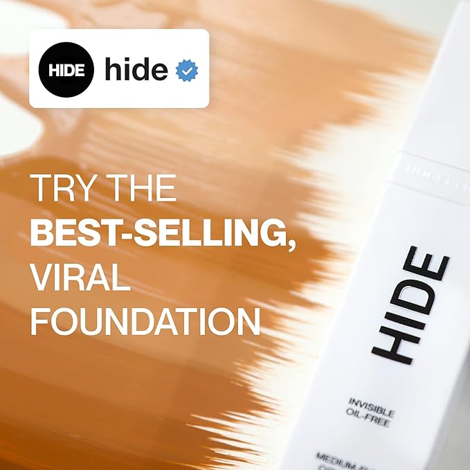 HIDE PREMIUM Liquid Foundation, Multi-Use Waterproof Foundation, Medium/Full Coverage Foundation, Shades for All Skin Types (See Shade Finder), Vanilla, 1 fl oz
