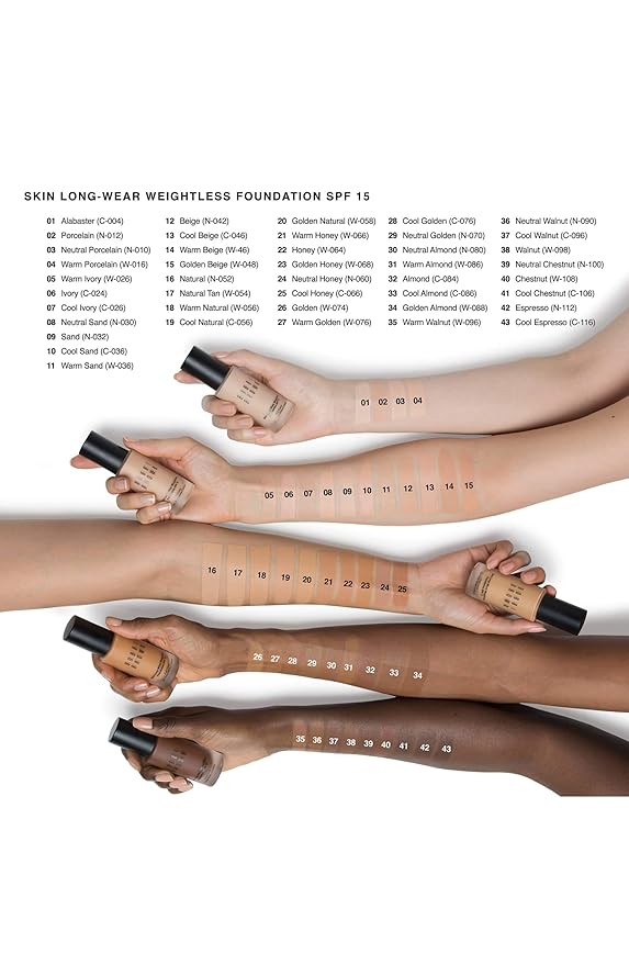 Bobbi Brown Skin Long-Wear Weightless Foundation SPF15 - Warm Natural 4.5, 1 Ounce