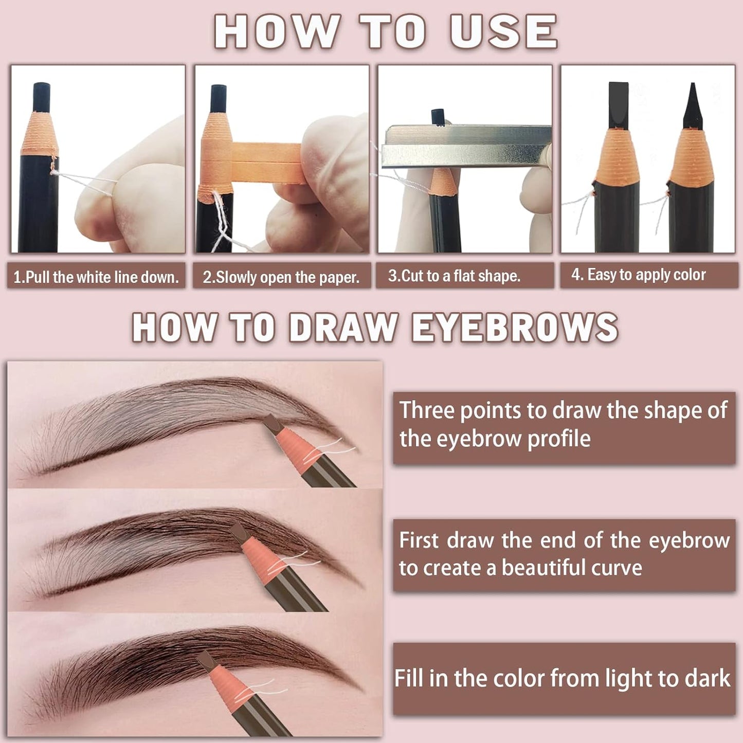 Eyebrow Pencils Brow Pencil Set For Marking, Filling And Outlining, Tattoo Makeup And Microblading Supplies Kit-Permanent Eye Brow Liners In, 12Pcs 5Colors(4Black6Brown2Gray）(Multicolor)