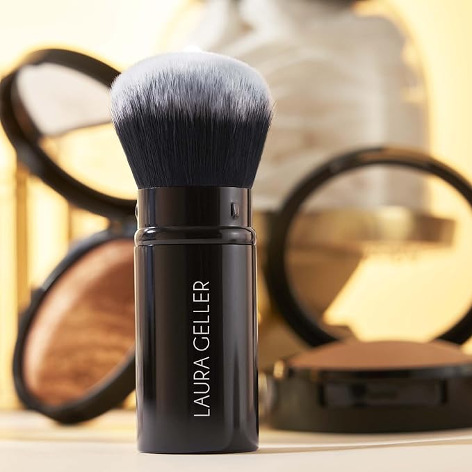 LAURA GELLER NEW YORK Laura's Must-Haves Kit 3pc: Baked Balance-n-Brighten Powder Foundation, Sand + Spackle Skin Perfecting Makeup Primer, Hydrate + Airbrush Round Kabuki Brush