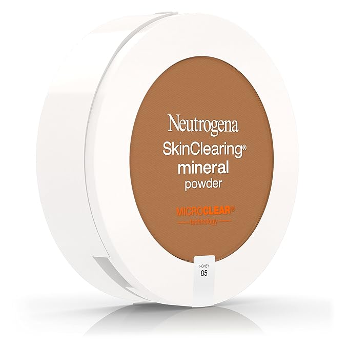 Neutrogena SkinClearing Mineral Acne-Concealing Pressed Powder Compact, Shine-Free & Oil-Absorbing Makeup with Salicylic Acid to Cover, Treat & Prevent Acne Breakouts, Honey 85,.38 oz
