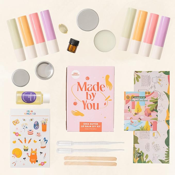 Shea Butter Lip Balm DIY Kit (Made in USA), Creates 10 Luxurious Lip Balms with EVERYTHING Included