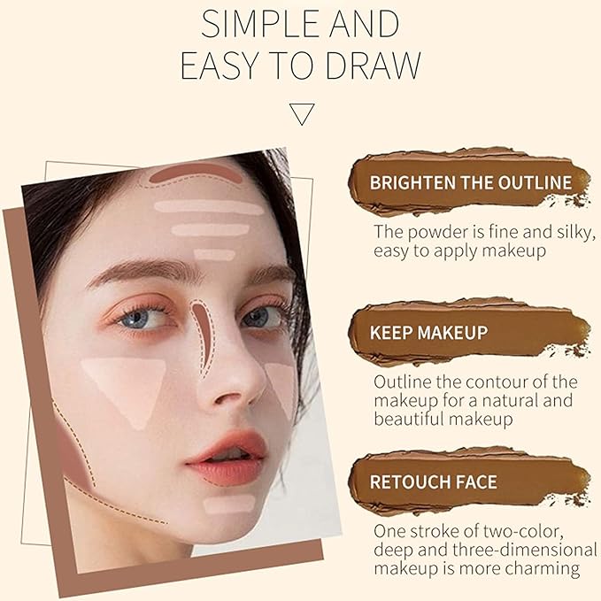 Double-End Contour Highlighter Stick Contour Stick, Face Highlighter, Contour Makeup Contouring Sticks Cream Concealer (4)