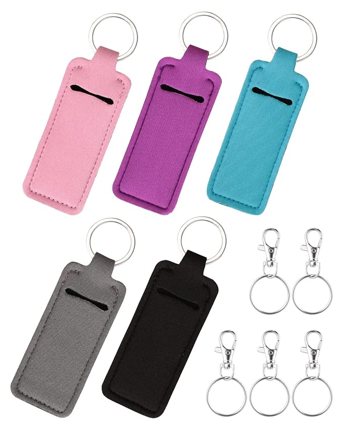 Lip Balm Sleeve Pouch Chapstick Holder With Clip Lipstick Lip Gloss Holder Stocking Stuffers Gift for Women (5pcs)