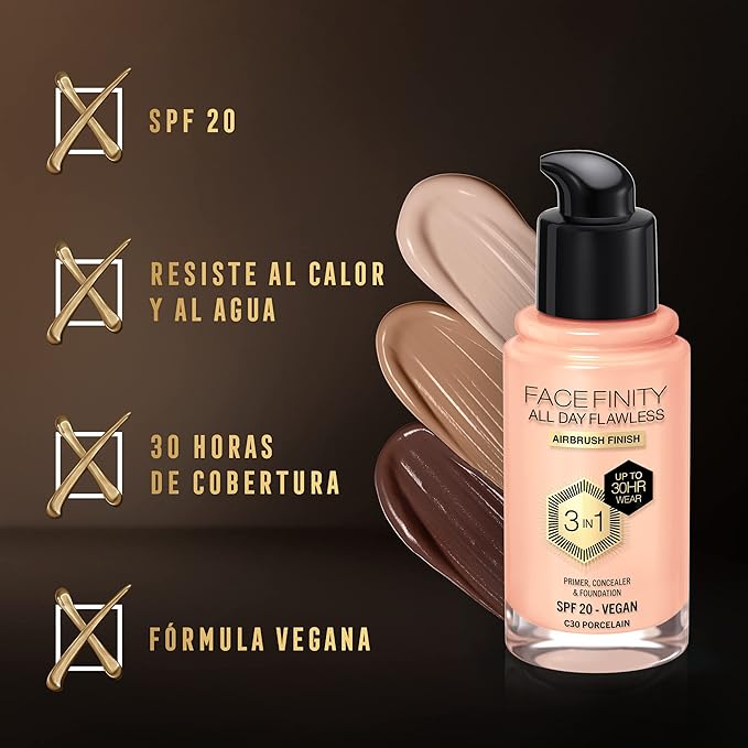 Max Factor Facefinity All Day Flawless 3 In 1 Foundation SPF 20, No. 30 Porcelain