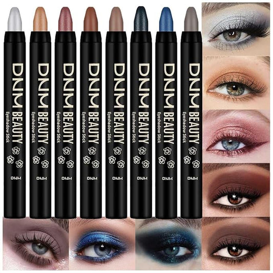 Kaely 8Pcs Cream Eye Shadow Sticks Set, Matte Shimmer Eyeliner Pencil Eyeshadow Palette Makeup, Eye Highlighter Brightener Stick for Older Women Waterproof Pigmented, sombras para ojos 07
