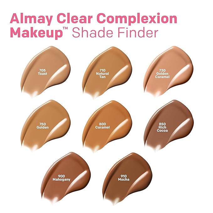 Almay Clear Complexion Acne Foundation Makeup with Salicylic Acid - Lightweight, Medium Coverage, Hypoallergenic, Fragrance-Free, for Sensitive Skin, 500 Fresh Beige, 1 fl oz.