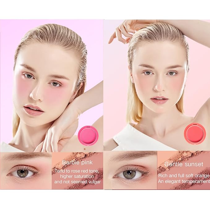 UCANBE 5 Colors Face Blusher Palette Waterproof Matte Long Lasting Lightweight Blush Powder Pink Coral Blushing Pallet with Brush Mirror Women Makeup Gift Set Kit