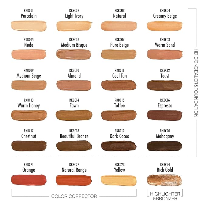 Ruby Kisses HD Concealer & Foundation Flawless Full Cover Brush Face Makeup (Porcelain)