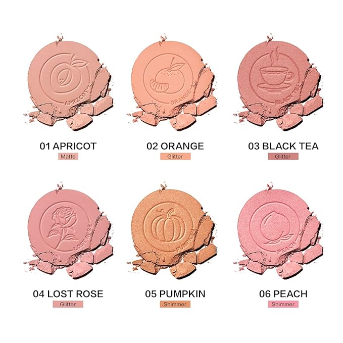 Face Blush, Powder Blush Makeup, Longlasting Highly Pigmented Face makeup, Smooth, Vegan & Cruelty Free, 1 Count, 06 PEACH