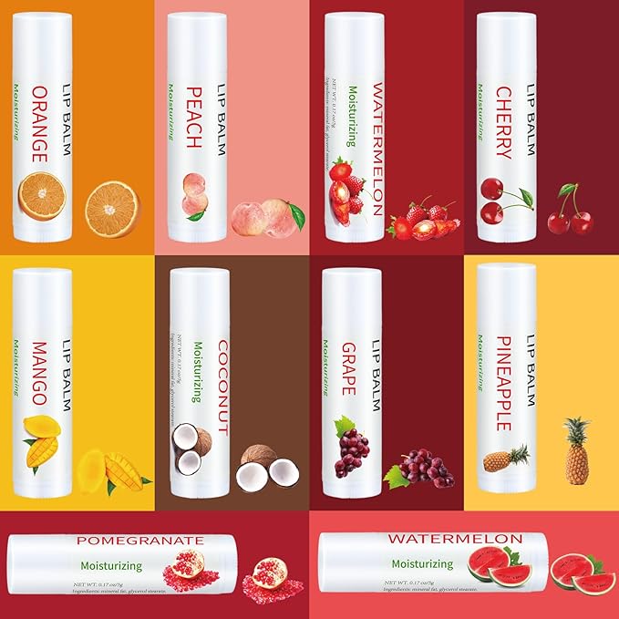 Dunzy 100 Pack Hello Fall Thanksgiving Party Gifts Bulk Lip Balms Favors Employee Appreciation Gifts Thank You Gifts Team Inspirational Gifts for Women Men Coworkers Satff Teachers(Fruit)