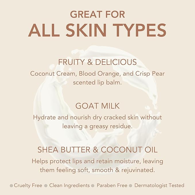 Dionis Goat Milk Skincare Fruity & Delicious Lip Balm Gift Set - Beeswax, Shea Butter & Coconut Oil Lip Care Products Made in The USA - Cruelty Free Lip Moisturizer For Dry Chapped Lips, 0.28oz 3 Pk
