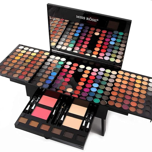 190 Colors Cosmetic Make up Piano Box Set,Combination with Eyeshadow /Facial Blusher /Eyebrow Powder /Eyeliner Pencil /Mirror,All-in-1 Makeup Gift Set (Color B)