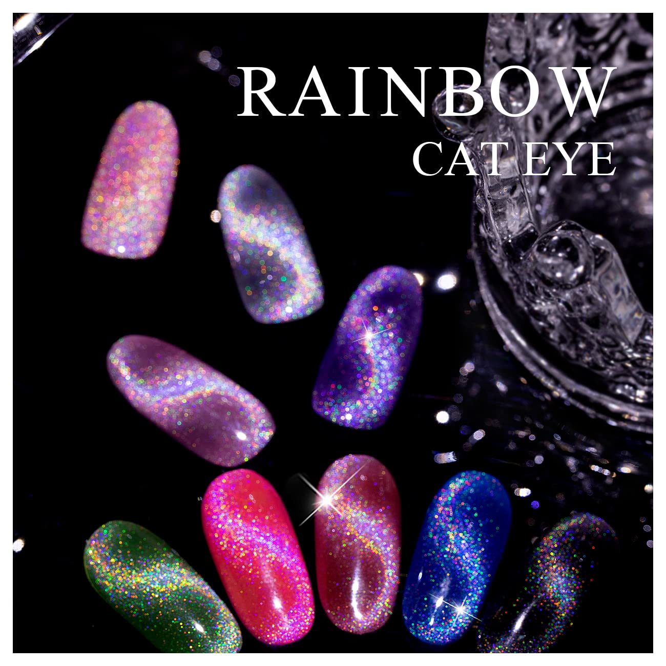 RARJSM Cat Eye Gel Nail Polish, Galaxy Chameleon Magnetic Gel Violet Purple Holographic Glitter Gelpolish Soak Off UV LED DIY Manicure Art for Salon Designs and Home DIY 7.5ML/0.26fl oz