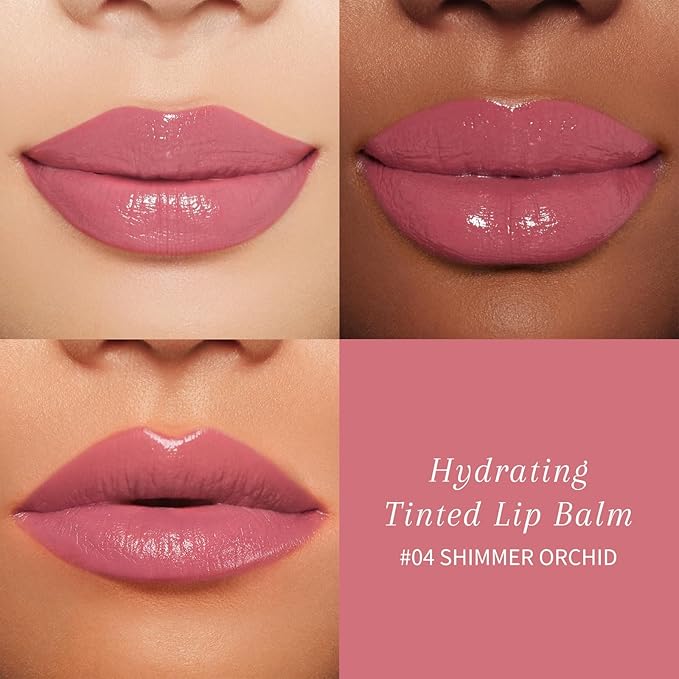 Tinted Lip Balm Plumper, Glossy, Pump Lips, Lightweight, Moisturize & Tint with Jojoba Seed Oil, Vegan Lip Balm Lip Care Present, Shimmer Orchid