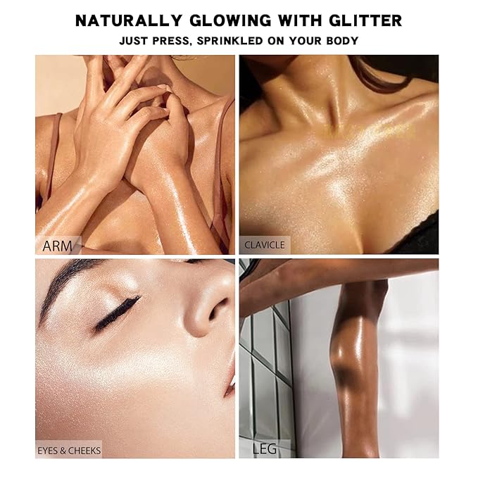 KYDA Highlighter Powder Spray, Glitter High Gloss Spray Shimmer Sparkle Powder Makeup Spray, for Face Body Cosmetic-Soft Pink