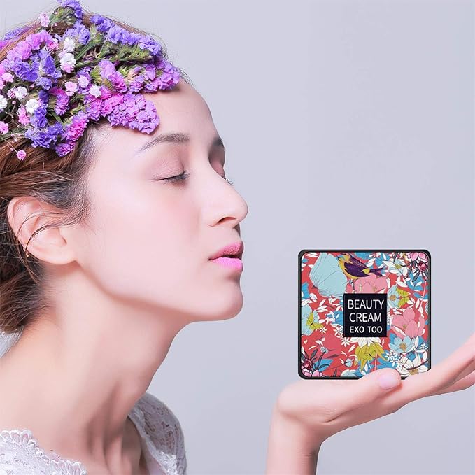 Mushroom Head Air Cushion CC Cream Foundation,Beauty Cream EXO TOO Moisturizing BB Cream, Long Lasting Matte Concealer with 2PCS Mushroom Head Sponges (Natural)