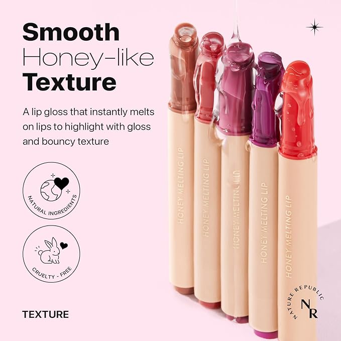 Nature Republic HONEY MELTING LIP 6-10 (09 GRAPE) K-BEAUTY, Lip Plumper, Tint, Balm, Korean, Lip GlossCute, Glow