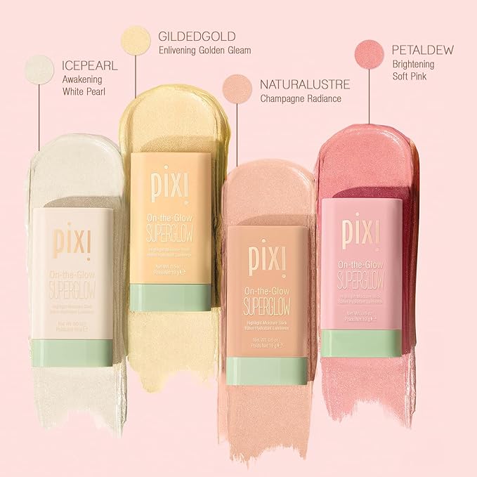 Pixi On-the-Glow SuperGlow - GlidedGold, Hydrating Gel-Cream Highlighter with Ginseng, Aloe Vera & Fruit Extracts, For Cheeks & Brow Bones, 19g / 0.6oz, Paraben-Free, Luminous Natural Highlight